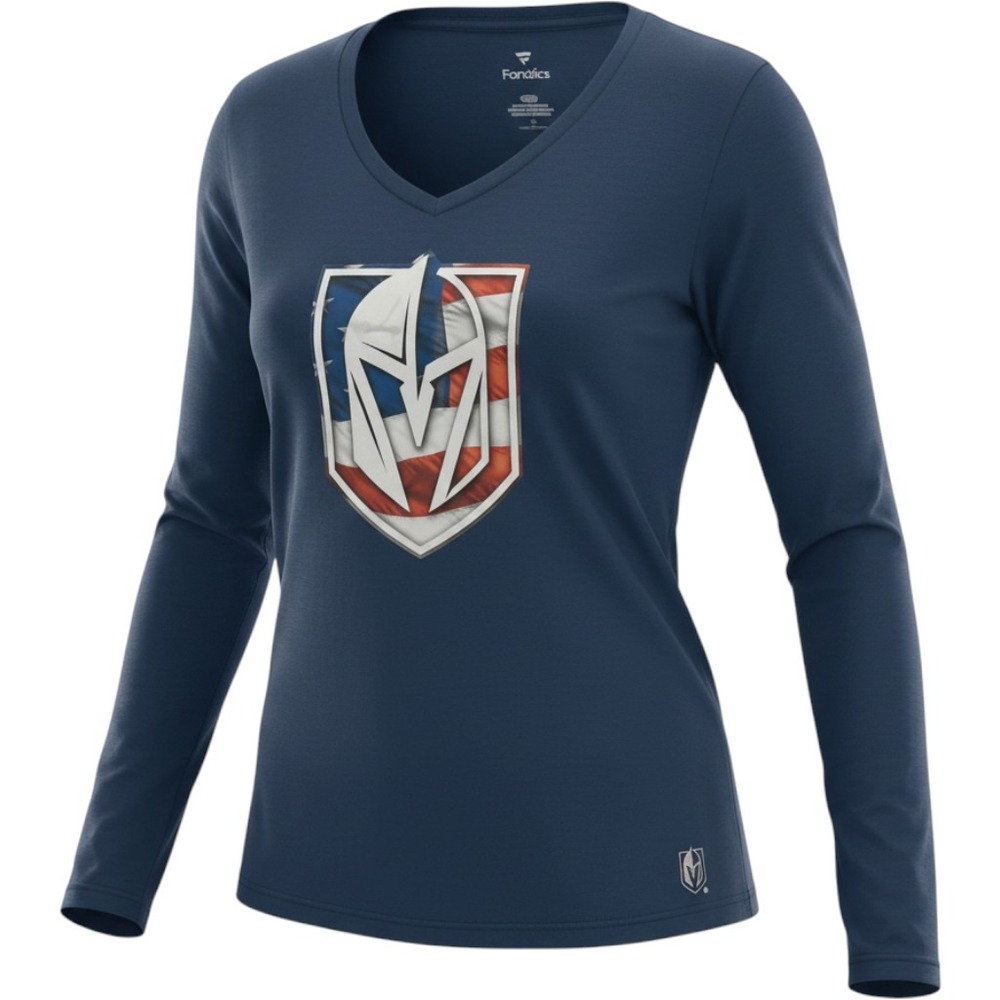 Fanatics Vegas Golden Knights Womens Navy V-Neck Long Sleeve T-Shirt Large NHL
